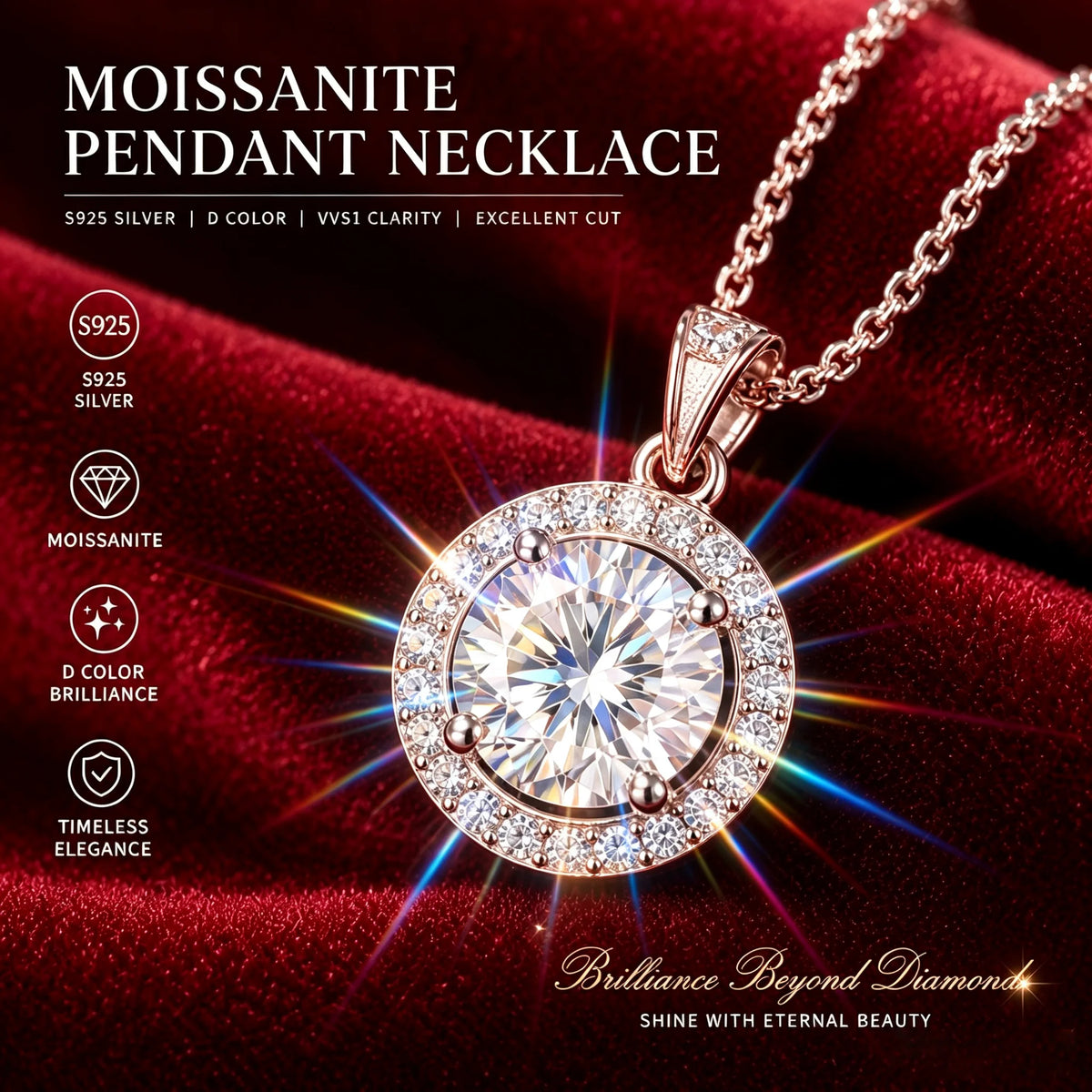 18K Gold Plated 2.0ct VVS1 D Color Moissanite Necklace S925 Sterling Sliver With Certificate Fine Jewelry for Woman Jewelry Gift