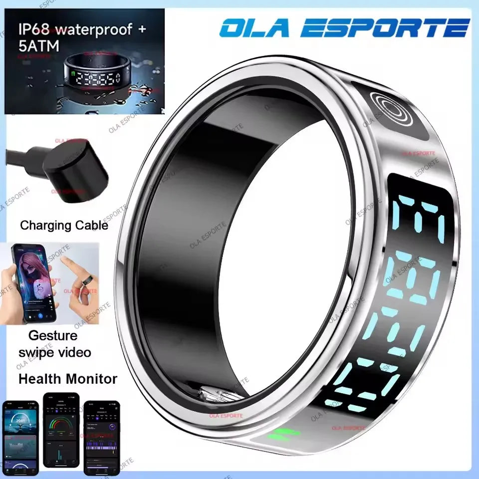 2026 New Sr08 Smart Ring LED Display Screen and Touch, Men Women, Heart Rate Health Monitoring, 5ATM Waterproof Sports Smartring