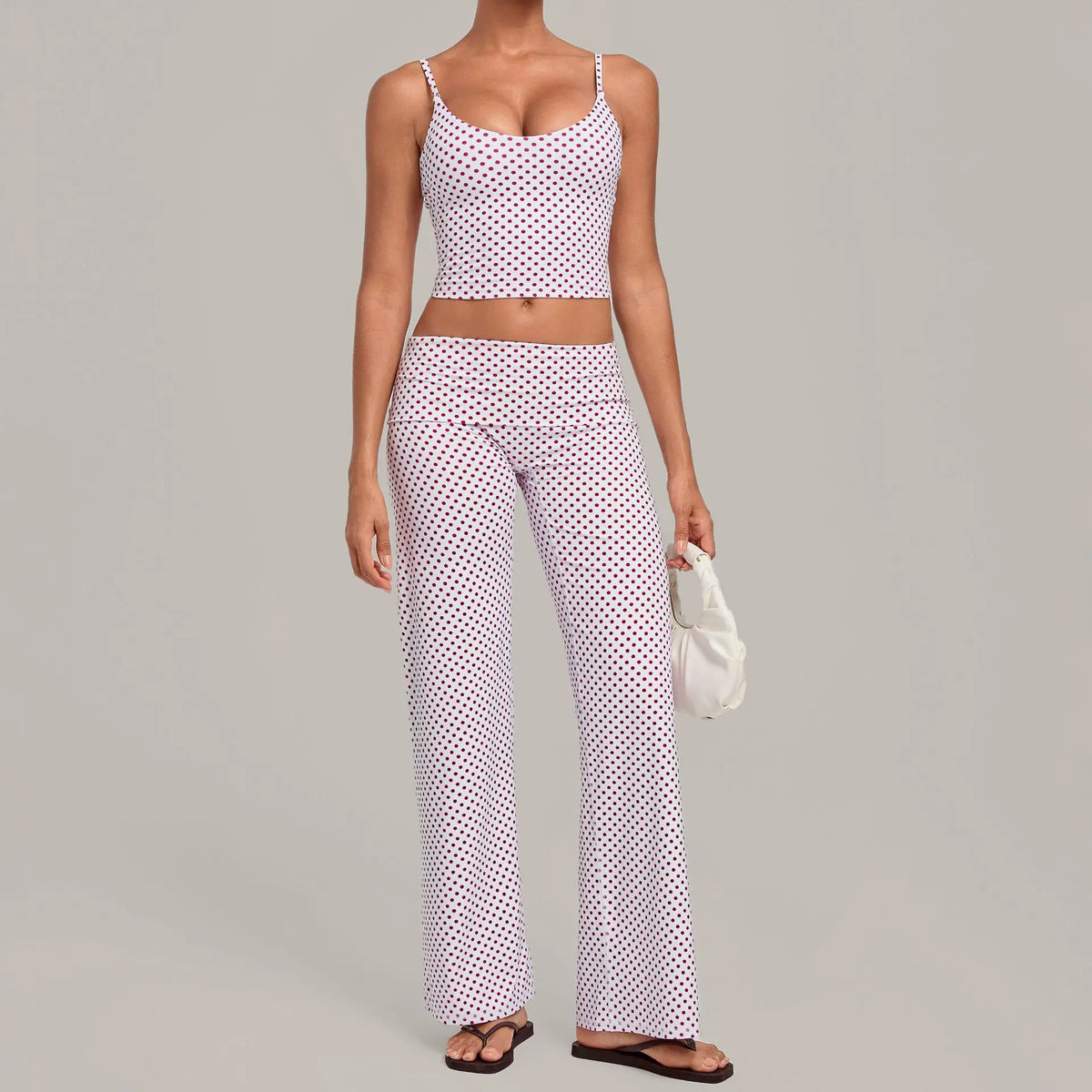 2PCS Stripes And Polka Dots Yoga Suit Women Tracksuits Sports Outfits Gym Clothes Breathable Sports Bra Fitness Flared Pants Set