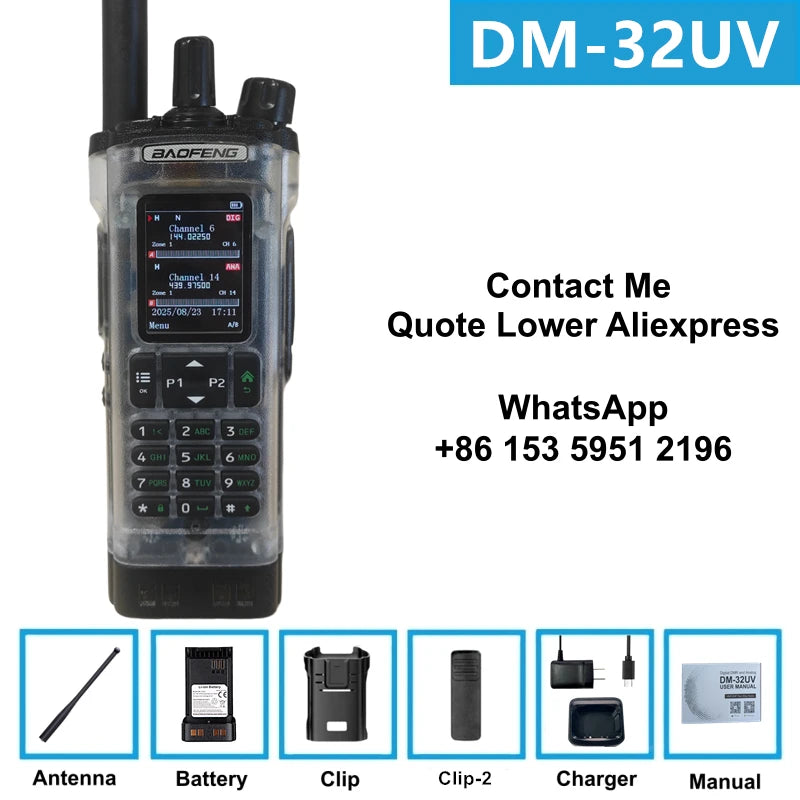 DMR GPS 10W DM-32UV BAOFENG DM32 Walkie Talkie Multi Band TDMR Dual Time Slot Wireless Copy Frequency Type-C AM/FM Two Way Radio