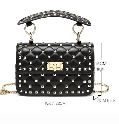 2026 New Fashion Women Sheepskin Leather Rivet Handbags Chain Bag Designer Shoulder Bags Luxury Woman Messenger Bags