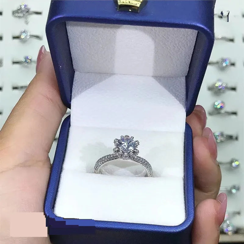 Six-Prong Crown Ring 2ct Moissanite Women's PT950 Platinum - Value-preserving platinum, crown luxury, statement accessory