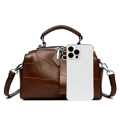 New Fashion Crossbody Bags Women's Genuine Leather Bag Simple Tote Bag Vintage Boston Handbag Luxury Design Female Shoulder Bags