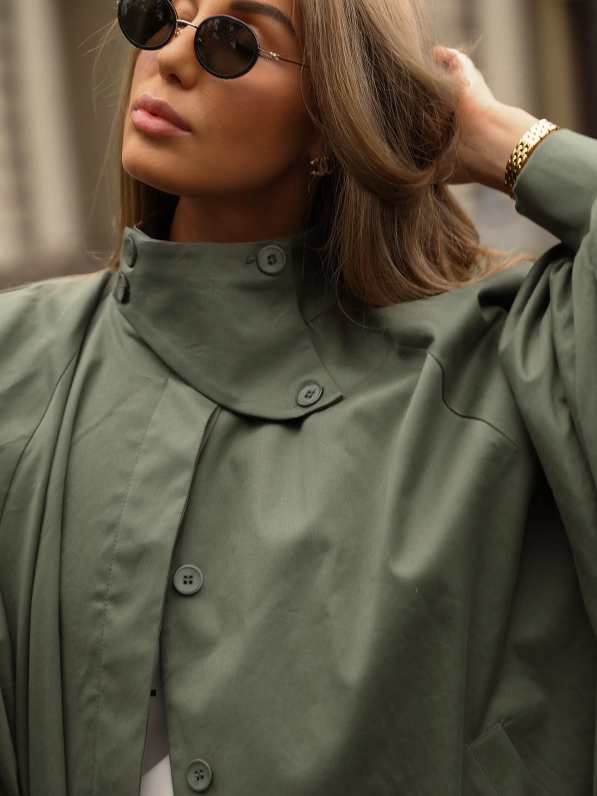 Women's Brown Stand Up Collar Long Long Trench Coat  Lantern Sleeve Side Slit Loose Windbreaker 2026 Spring Autumn Fashion Coat