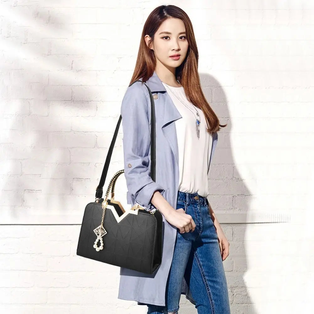 Luxury PU Leather Ladies Hand Bags Large Capacity Casual Versatile Tote Female Handbag Messenger Bags Travel