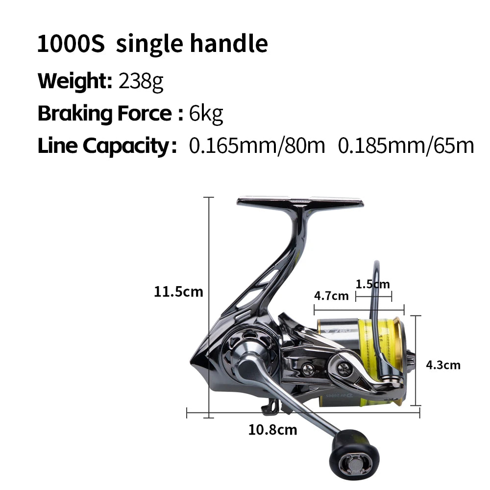 FISHINGFANS ORCA D01 Spinning Reel 5.2:1  5+1BB 6KG Max Drag,Lightweight CNC Spool for Lure Fishing,Smooth Power Transmission