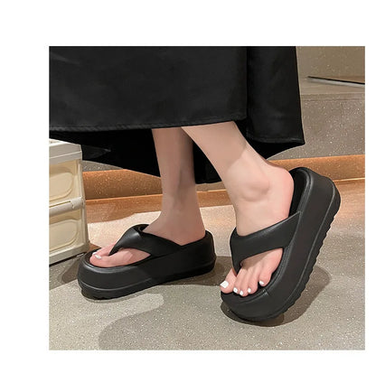 Kidmi Women Heel Sandals Women Heel Flip-flops Summer Thick Sole EVA Beach Slides For Women Fashion Soft Platform Cloud Slippers