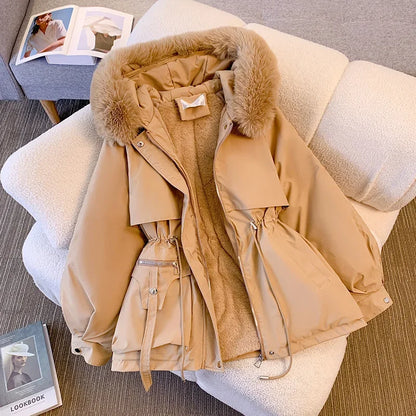 New Winter Women's Down Coat for Women, Slimming Fashionable Down Jacket with Fur Collar for Women Warm Winter Fur-lined Coat