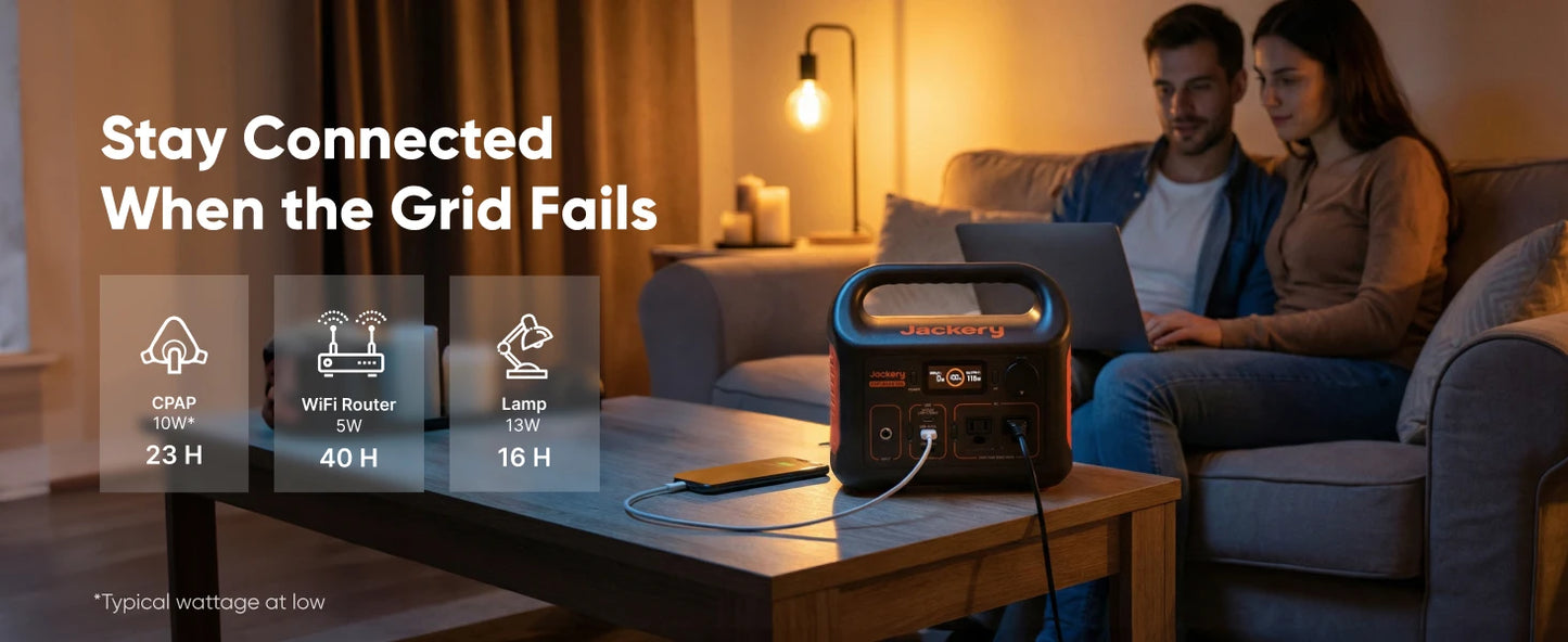 Jackery Portable Power Station Explorer 300New with 5M Extension Cord, Solar Generator for Outdoors Camping,Travel