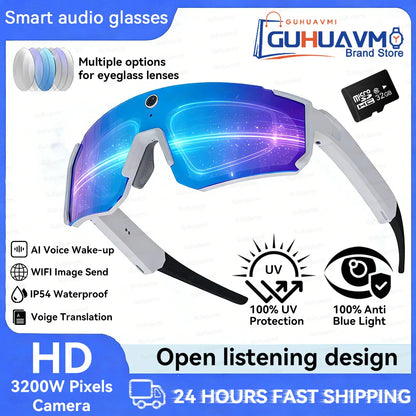 2026 New Smart Glasses Men 800W HD Photo Video Bluetooth Call Translation Anti Glare Running Baseball Sunglasses Cycling Glasses
