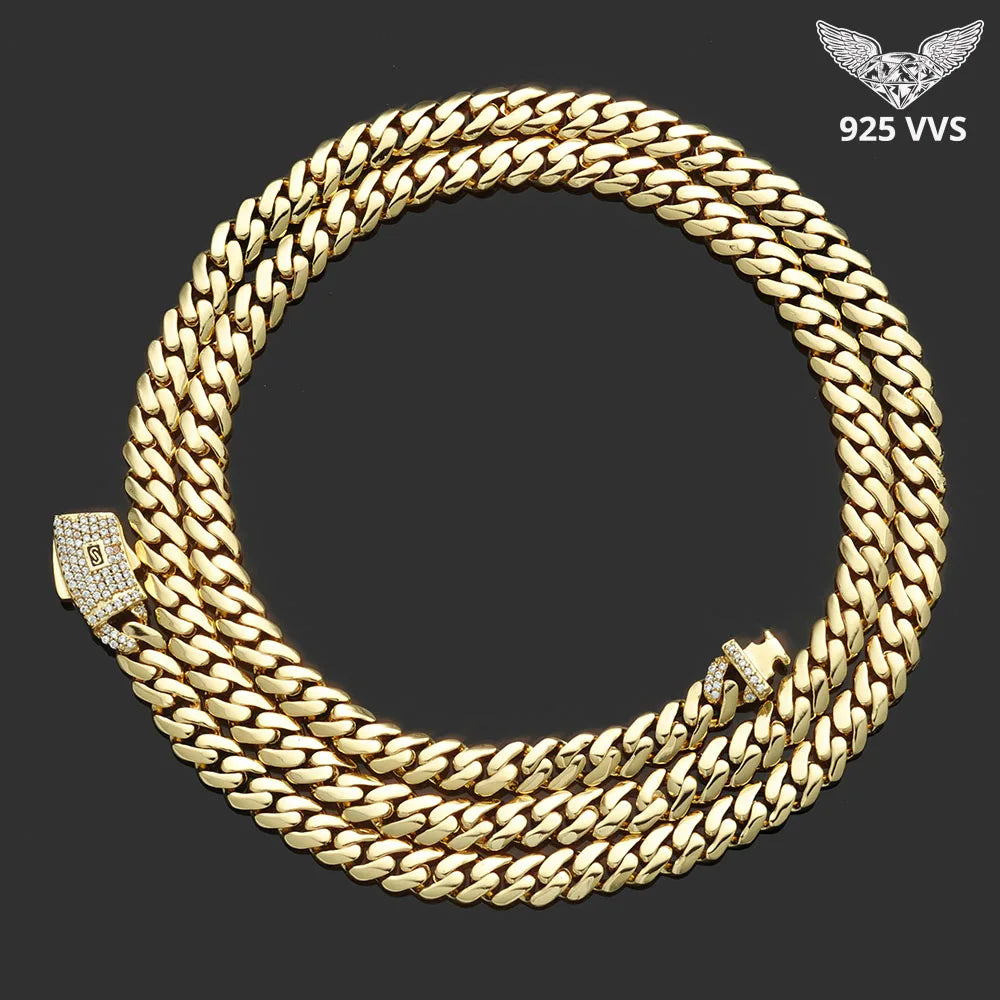 High Quality 925 Sterling Silver 6MM Cuban Link Chain Iced Out Moissanite Diamond Clasp Smooth Chain Necklace Gift for Women