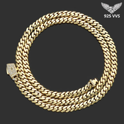 High Quality 925 Sterling Silver 6MM Cuban Link Chain Iced Out Moissanite Diamond Clasp Smooth Chain Necklace Gift for Women