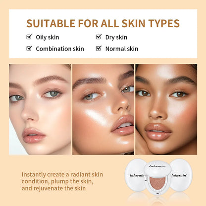 Dewy Glow Cream Cushion Foundation Hydrating 24H Long Lasting Moisturizer Natural Light Coverage Radiant Skin Finish Daily Portable Face Makeup Cosmetic