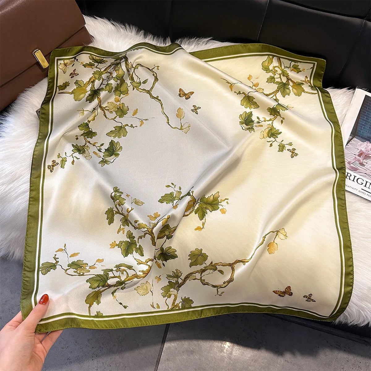 2025 New Paisley Print Silk Scarf for Women Square Hijab Soft Neck Tie Female Fashion Decoration Silk Headscarf 70*70cm Kerchief