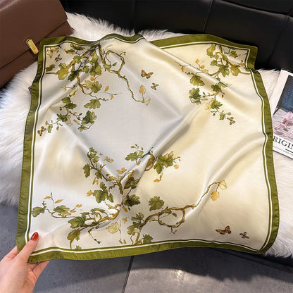 2025 New Paisley Print Silk Scarf for Women Square Hijab Soft Neck Tie Female Fashion Decoration Silk Headscarf 70*70cm Kerchief