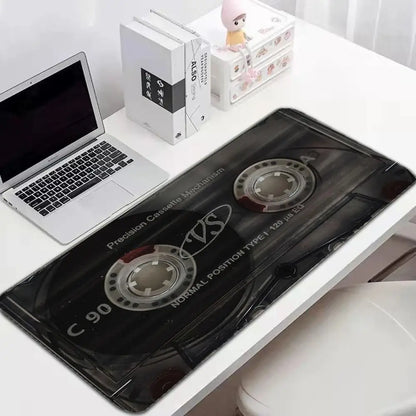 Retro Cassette Tape Large Gaming Mouse Pad Non Slip Rubber Base Keyboard Desk Mat Vintage Texture Desktop Mousepad  Office Gamer