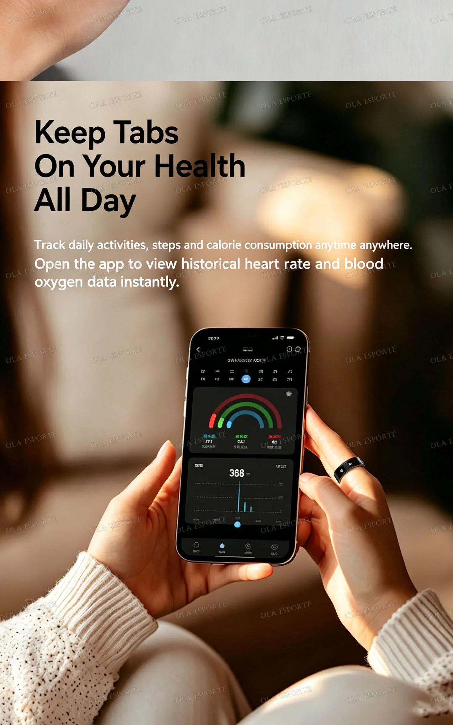 Smart Ring Video Controls,Sswipe up/down to turn pages,Music controls,Heart Rate Blood Oxygen Monitor,5ATM Waterproof Rings 2026