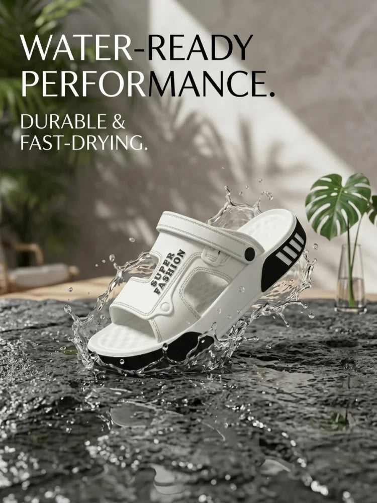 Men's Innovative Design Spring and Summer Eva Comfortable Thick-Soled Fashionable Casual Sandals for Home and Outdoor Activities, Versatile for Daily Use, Dual-Wear Slippers