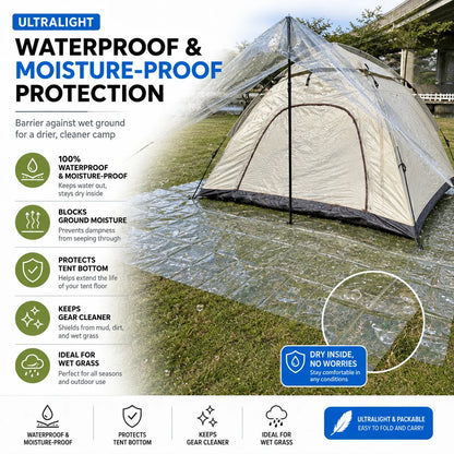 Four Season Ultralight Transparent Tent Groundsheet Waterproof Moisture Proof Camping Footprint Foldable Reusable Outdoor Tarp