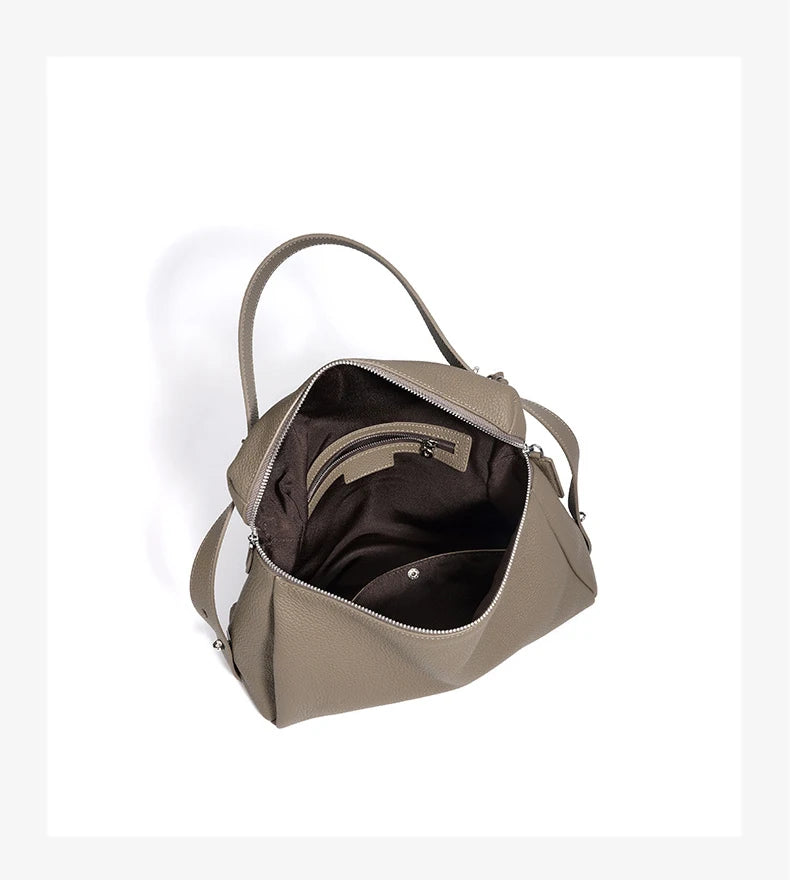 First Layer Cow Leather 33cm Tote Bag Fashionable Women's Bag New Design Large Capacity Soft Portable Shoulder Crossbody Bag
