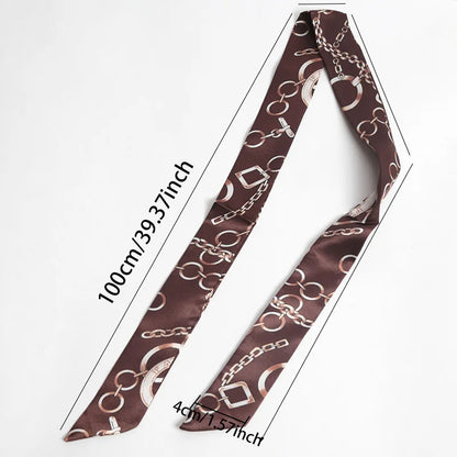 16 Colors Print Flower Small Scarf for Women Narrow Ribbon Headband Female Neckerchief Handle bag Band Hair Tie Accessories