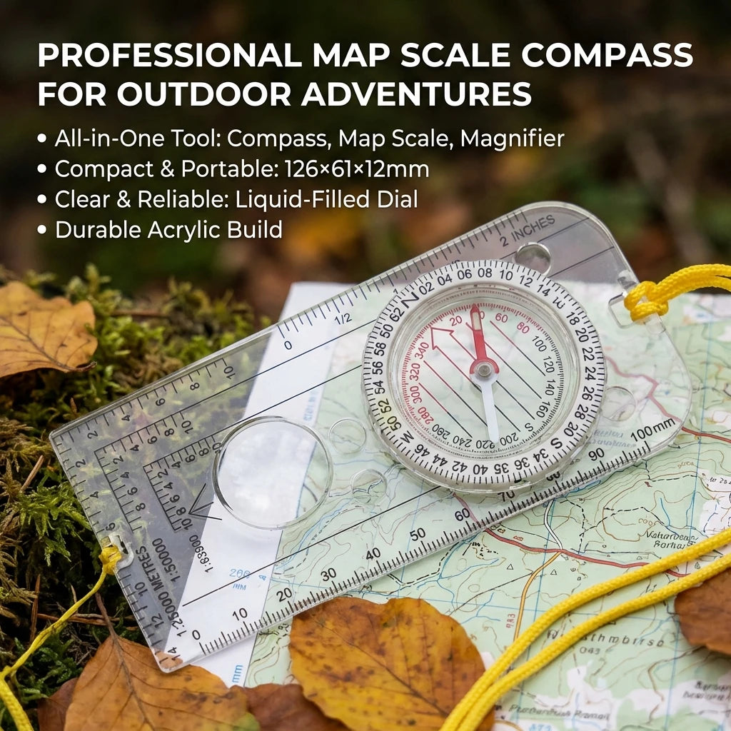 Navigation Map Ruler Compass - Scouting Orienteering Tool for Outdoor Hunting Survival Backpacking