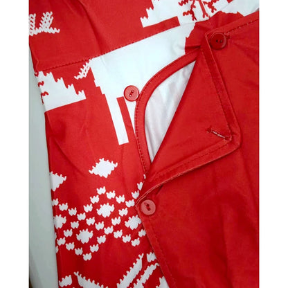 Fashion Women's Snowflake Elk Print Button Front Slim Jumpsuit Sexy Long Sleeve V-Neck Adult Onesie for Sleepwear