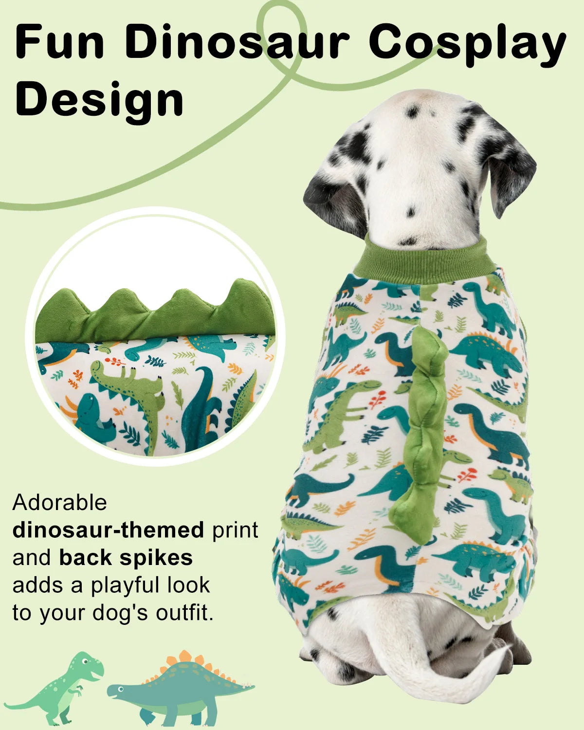 CuteBone Dinosaur Costume Dog Pajamas Stretchy Spandex Crystal Velvet Sleepwear Coat for Small Dogs Soft Warm Pet Outfit Clothes