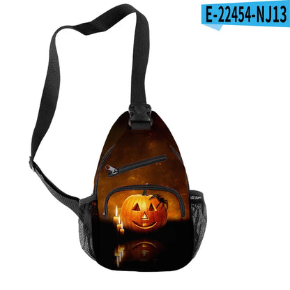 Fashion Youthful Halloween Skeleton Boys/Girls 3D Printed Chest Bags Oxford Waterproof Sports Crossbody Travel Bag Shoulder Bags