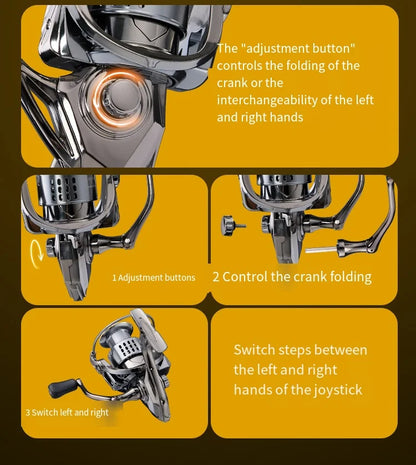 2026 New Spinning Fishing Reel All Metal 5.2:1 Speed ratio Max Drag 15KG Left/Right Interchangeable Suitable Any Body of Water