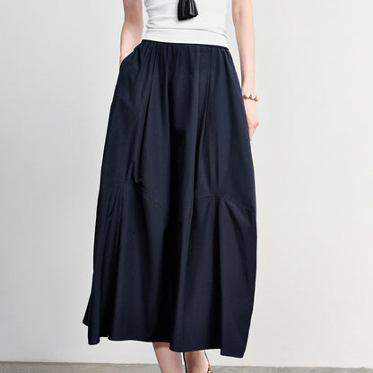 TOYOUTH Women's A-Line Bud Skirt 2026 Summer New Split Detail Retro Puff Midi Skirt, Lightweight Outdoor Wear