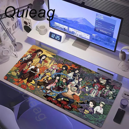 Anime Large Mouse Pad Demon Slayer Nezuko Cute Mousepads Kawaii Table Mats Office Accessories Deskmat Rubbe Lockedge Mouse Mat