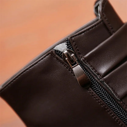 Leather Chelsea Boots Men Designer 2024 White Dress Boots Men Casual High top Buckle Strap Formal Shoes Men Motorcycle Boots