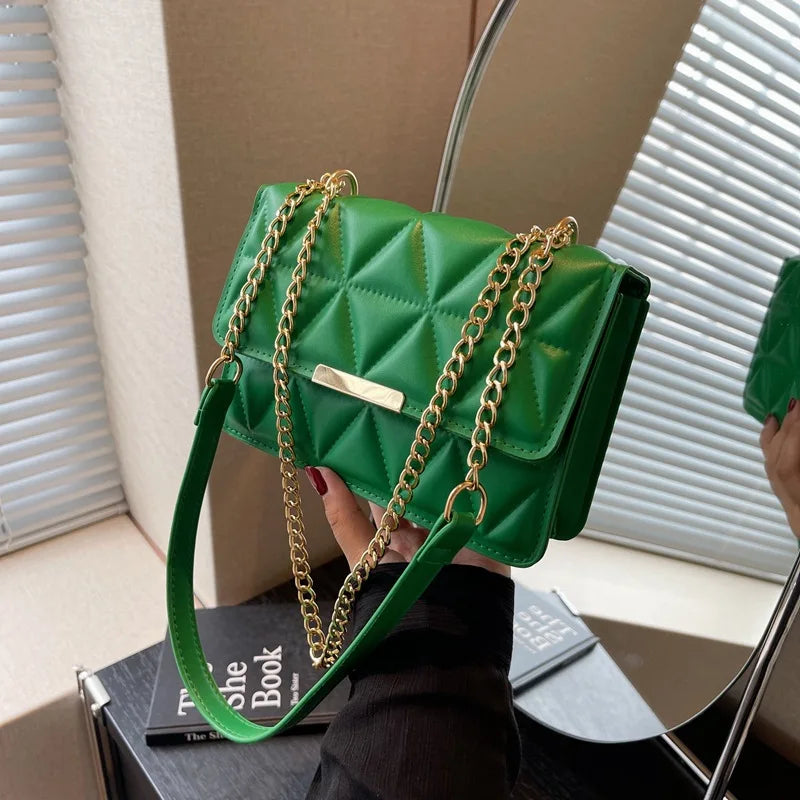 Women's Simple Texture Rhombus Embroidery Pleated Handbag 2025 Autumn New Temperament Single Shoulder Crossbody Bag