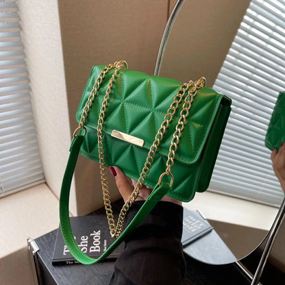 Women's Simple Texture Rhombus Embroidery Pleated Handbag 2025 Autumn New Temperament Single Shoulder Crossbody Bag