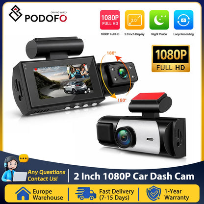 Podofo 3.16-inch 1080P Car Dash Cam With Four High-Definition Lenses, Including 480p Left Interior, Right Interior, And Rear View Cameras Loop Recording Car DVR Video Recorder