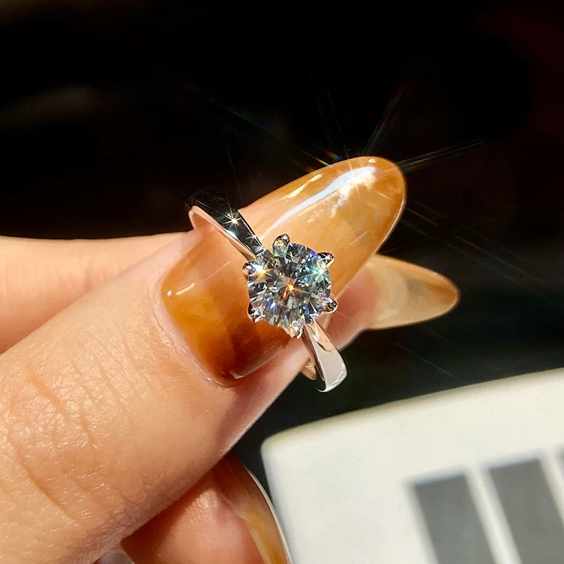 0.5-2CT Classic Real Moissanite Diamond Wedding Rings For Women Gift Real 925 Sterling Silver Top Quality Fine Jewelry