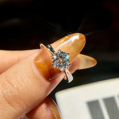 0.5-2CT Classic Real Moissanite Diamond Wedding Rings For Women Gift Real 925 Sterling Silver Top Quality Fine Jewelry