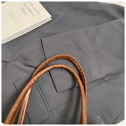 CLAREGQI  Women's Large Capacity Canvas Tote Bag, Leather Handle Shoulder Underarm Bag, Versatile Casual Commuter & Travel Handb