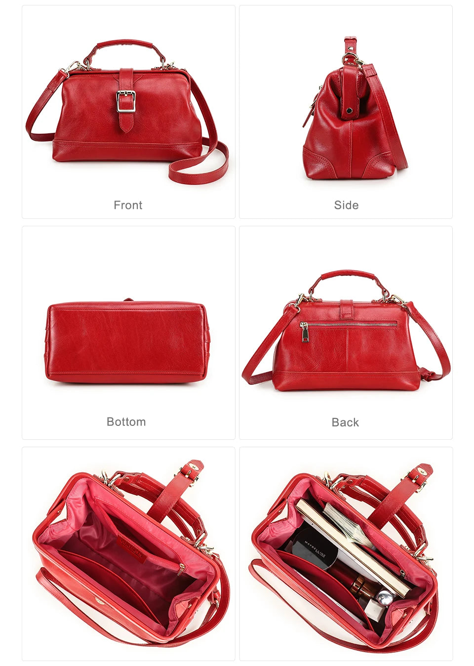 CONTACT'S Genuine Leather Sling Shoulder Bags for Women Luxury Designer Tote Bag Women‘s Bag Handbag Fashion Ladies’ Doctor Bag
