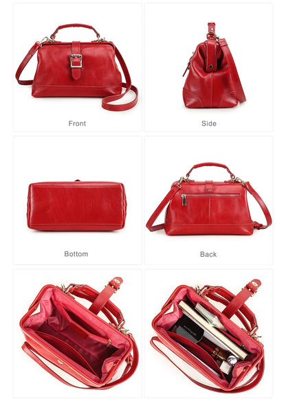 CONTACT'S Genuine Leather Sling Shoulder Bags for Women Luxury Designer Tote Bag Women‘s Bag Handbag Fashion Ladies’ Doctor Bag