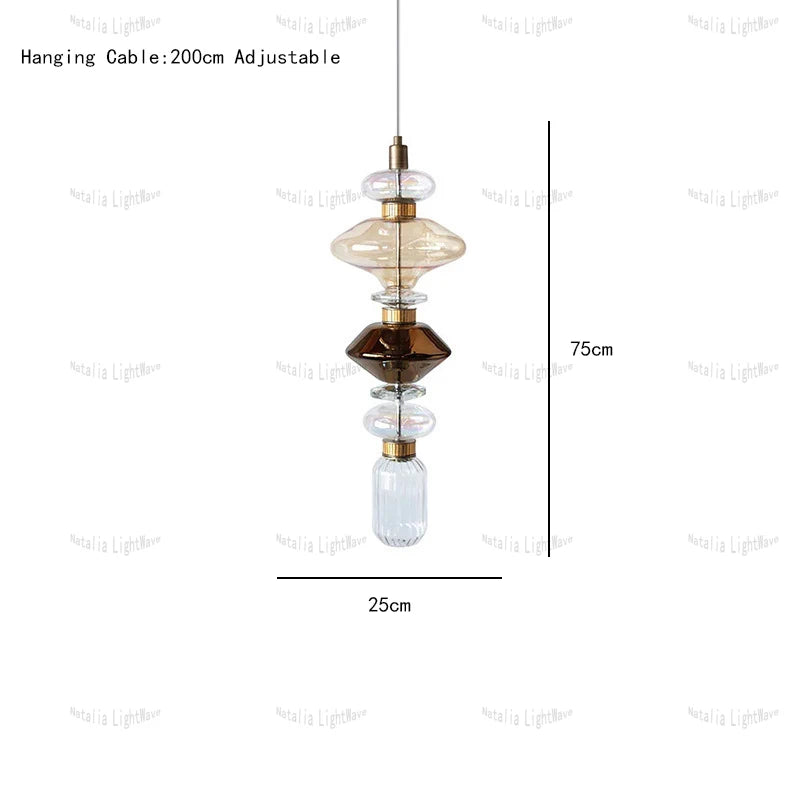 Creative Design Trendy Modern Glass Lamp Modern Home Decor Living Room Pendant Lights LED Foyer Hanging Lamp Long Table Lustre