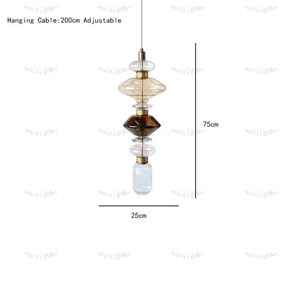 Creative Design Trendy Modern Glass Lamp Modern Home Decor Living Room Pendant Lights LED Foyer Hanging Lamp Long Table Lustre