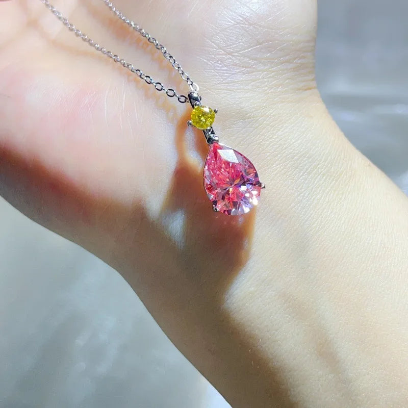 luxury 18K white gold and platinum PT950 new 5.3 carat water drop color moissanite pendant large carat model