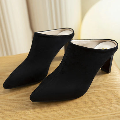 2022 Spring Summer Women Designer Shoes Pointed Toe Mules Slippers Ladies Luxury Brand High Heel Sandals