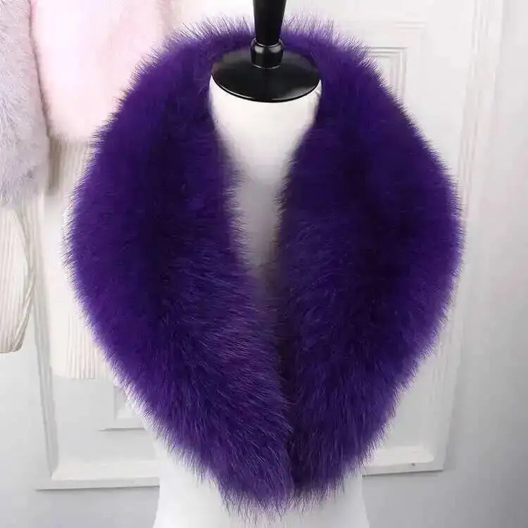 Natural Color Raccoon Fox Real Fur Collar Scarf Genuine Big Size Scarves Warp Shawl Neck Warmer Stole Muffler with Clip Loops #6