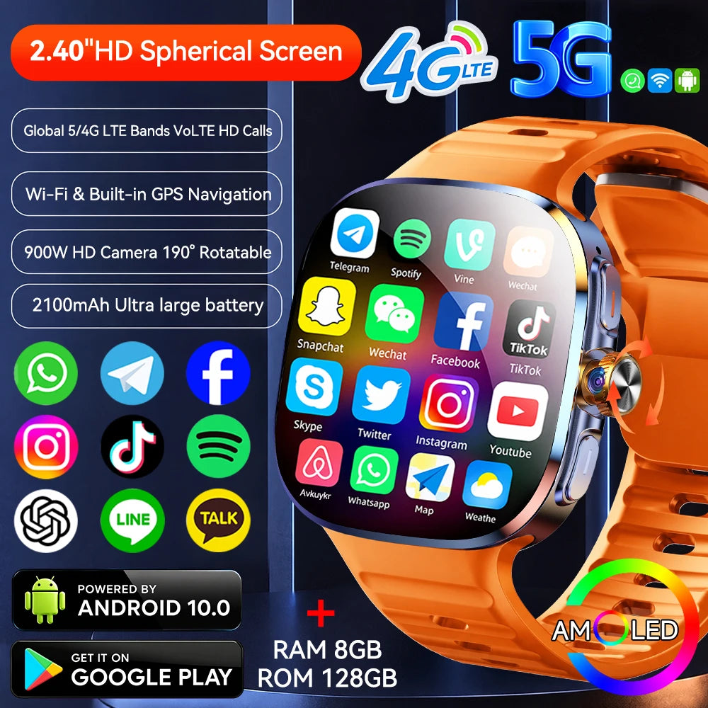 M99 Smartwatch 5G With 2.4inch Amoled Screen 900W Rotating Camera WIFI GPS Position Compass NFC Bluetooth Smart Watch Men Women