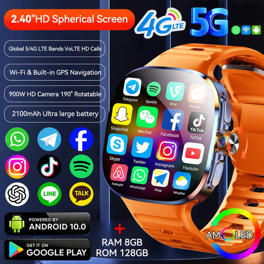 M99 Smartwatch 5G With 2.4inch Amoled Screen 900W Rotating Camera WIFI GPS Position Compass NFC Bluetooth Smart Watch Men Women