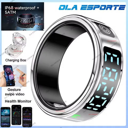 2026 New Sr08 Smart Ring LED Display Screen and Touch, Men Women, Heart Rate Health Monitoring, 5ATM Waterproof Sports Smartring