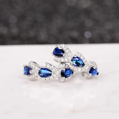 925 Sterling Silver Luxury Trendy Blue Cubic Zirconia Hoop Earrings Wedding Party Elegant Accessories for Women Jewelry Gift